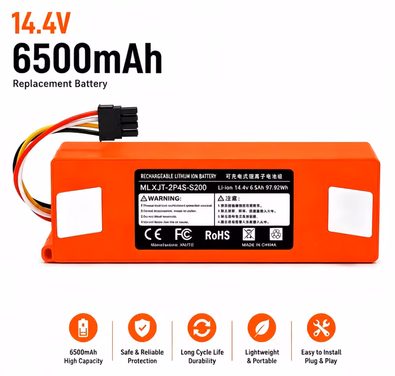 Batteria di ricambio 6500 mAh 14,4 V Li-Ion per robot aspirapolvere Xiaomi Roborock S50 S51 S55