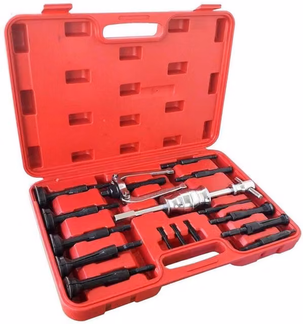 Kit Estrattore Per Cuscinetti Interni Trade Shop con Martello Scorrevole in Acciaio per Strumenti, Set Rimozione da 16 Pezzi, Rosso