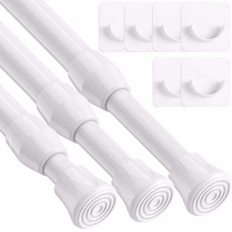 Omgoods - Asta per tende estensibile - Asta per tende senza foratura - Aste a tensione - 3 pezzi - 54-90 cm - Installazione semplice - Asta a tensione