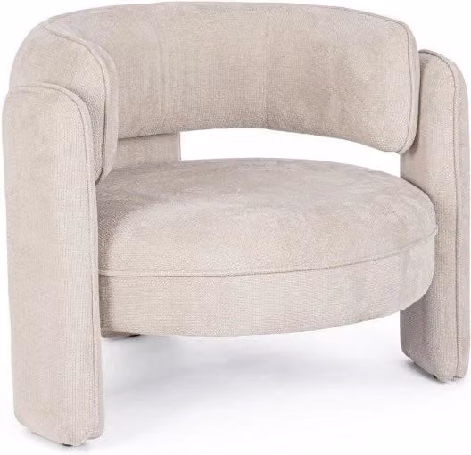 Poltrona Soggiorno 94x88x73 cm Aisha in Tessuto Beige