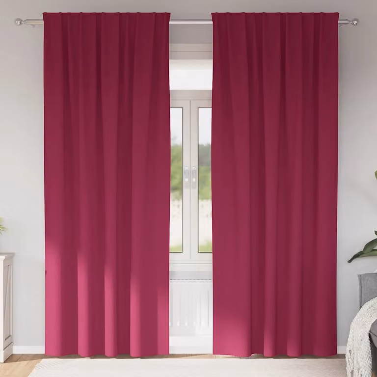 Set di 2 tende blackout vidaXL con anelli in poliestere, colore rosso, H: 260 cm x L: 140 cm