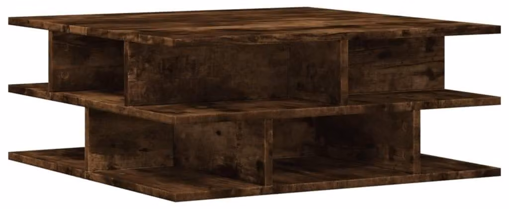 Tavolino da salotto con finitura effetto rovere affumicato, dimensioni 70x70x29 cm
