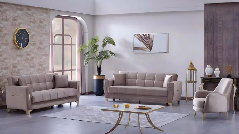 Wohnzimmer Textil Sofagarnitur 3+3+1 Sitzer Komplett Sofas Set Polstermöbel