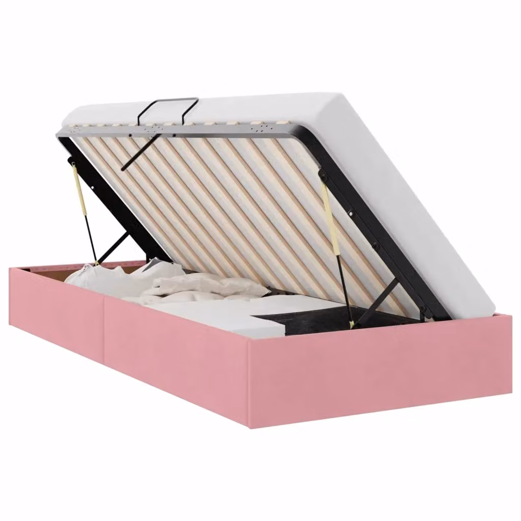 Letto ottomano con contenitore vidaXL in velluto rosa L 100 x P 200 cm – 2