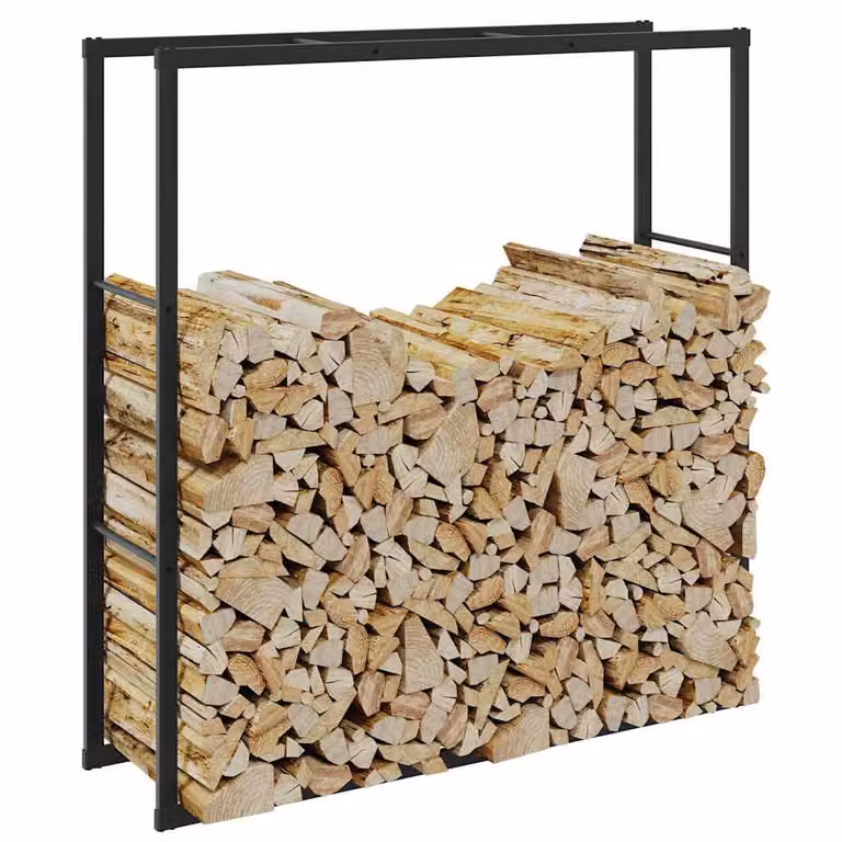 Rastrelliera per legna da ardere vidaXL in acciaio nero L 110 cm x P 30 cm x H 116 cm