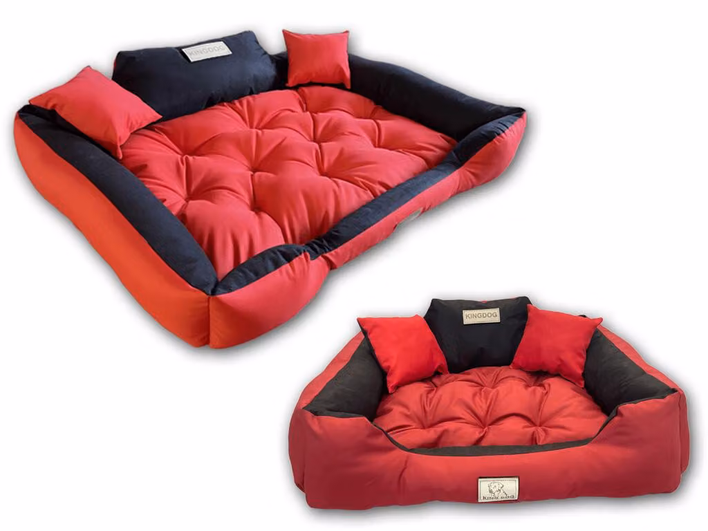 Letto per cani KINGDOG 130x105 cm personalizzato impermeabile rosso
