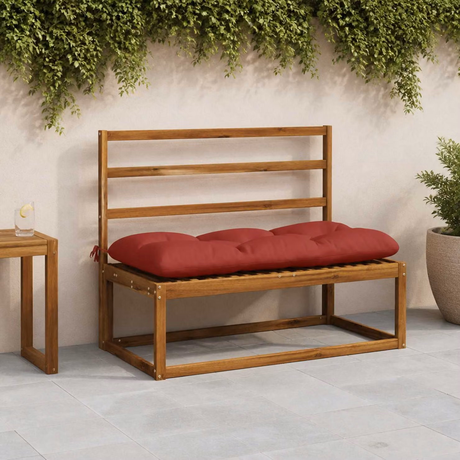 Set di 2 cuscini per panchina vidaXL VIANEN rossi in poliestere con imbottitura in schiuma e coperture lavabili