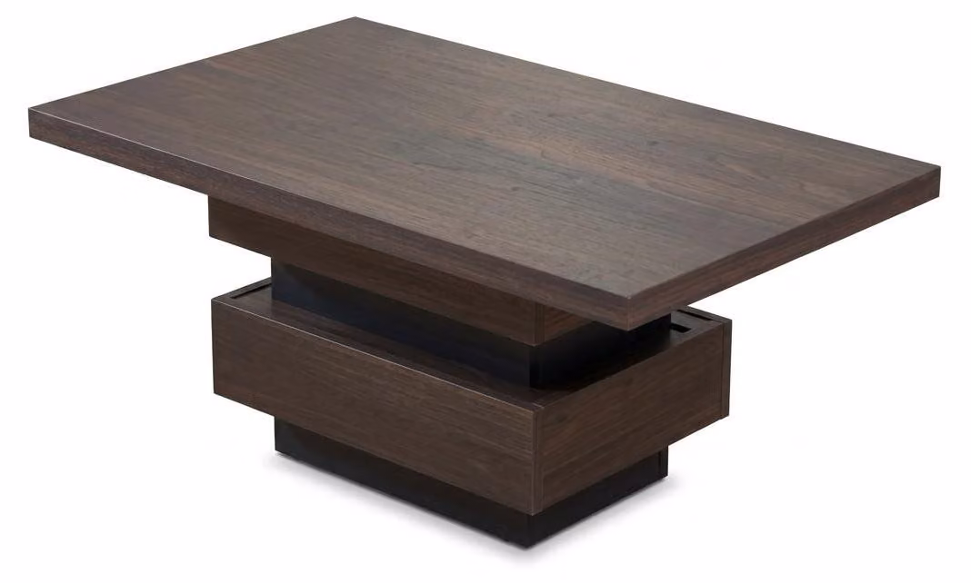 Tavolino rettangolare marrone per l'ufficio o lo studio, tavolo in legno dal design moderno