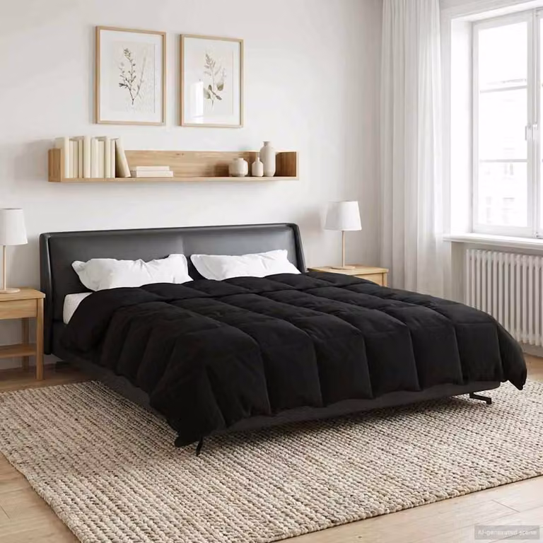 vidaXL Piumone Invernale in Microfibra Traspirabile e Reversibile, Nero, 200 x 220 cm