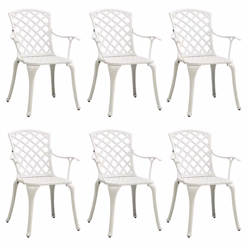 Set di 6 sedie da giardino vidaXL in alluminio pressofuso bianco con braccioli – 2