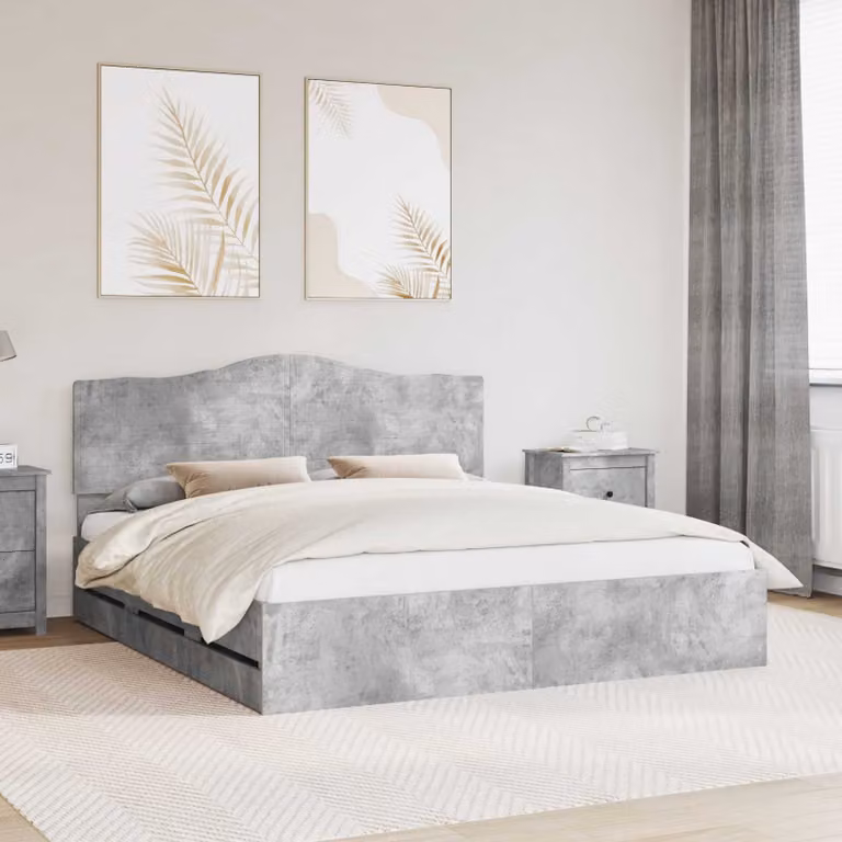 Struttura letto moderna con cassetto vidaXL in legno ingegnerizzato Grigio