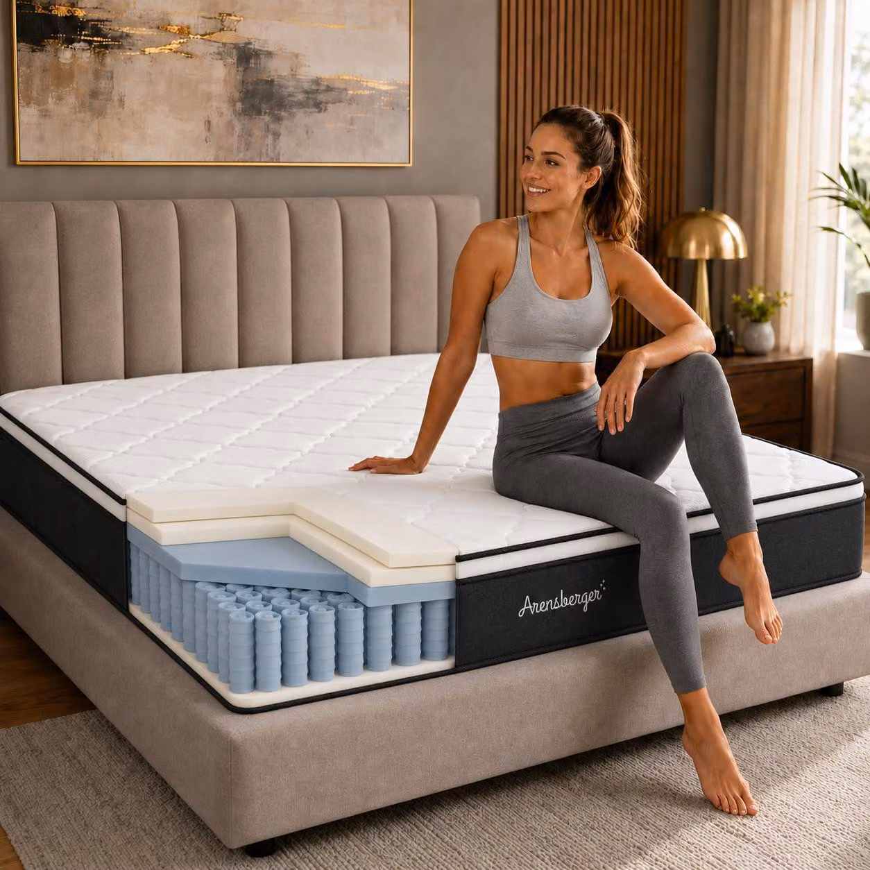 Materasso a molle Arensberger EMILIA con schiuma GEL e topper integrato | 160x200 cm altezza 23cm | livello di solidità H3/ H4 | materasso a molle insacchettate HR