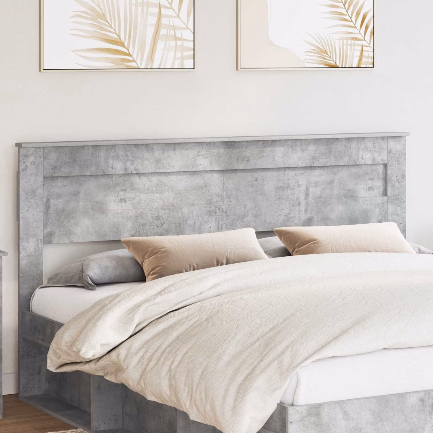 Testiera per letto vidaXL in legno ingegnerizzato, colore grigio cemento, stile minimalista
