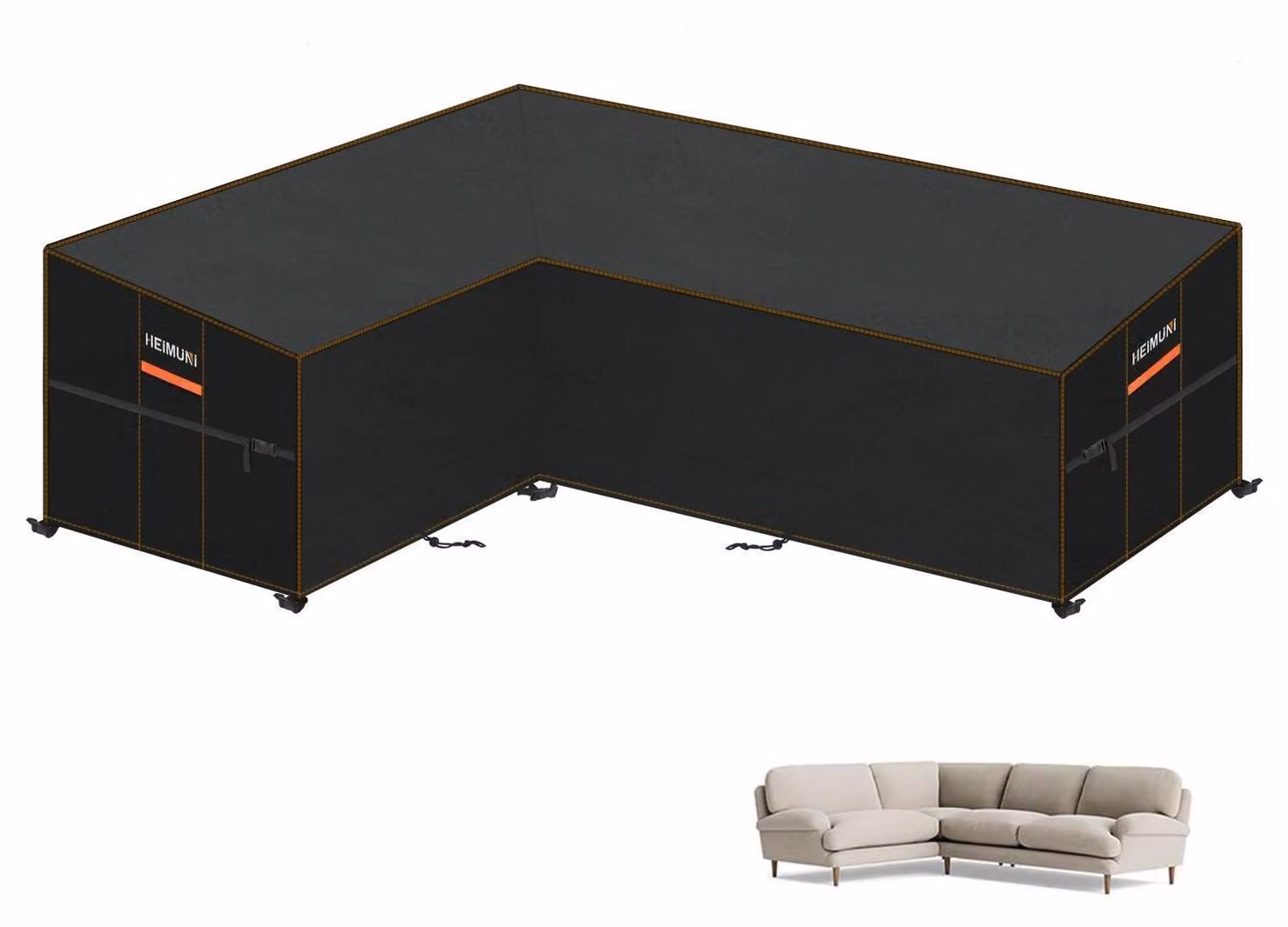 Copertura per mobili da giardino, divano a forma di L, impermeabile, telo protettivo per divani ad angolo, dimensioni 210x260x90x80/65 cm
