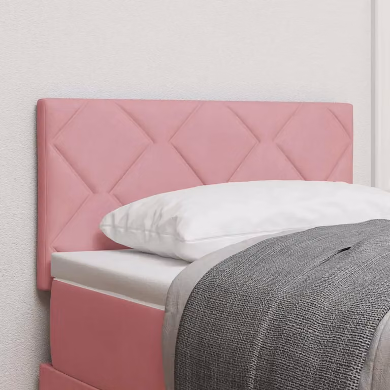 Testiera per letto vidaXL in velluto rosa con illuminazione LED e porta USB, Larghezza: 80 cm