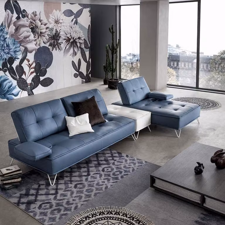 Wohnlandschaft Couch Polster Leder Sitz Garnitur Eck Ecksofa L-Form