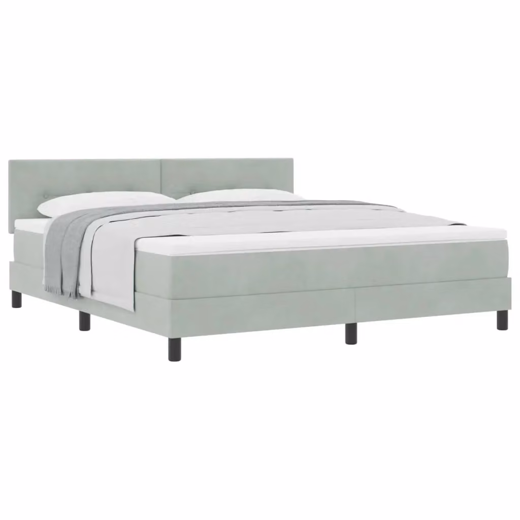 Letto matrimoniale moderno vidaXL in velluto grigio con testiera L/P/H: 203 x 180 x 88 cm – 2