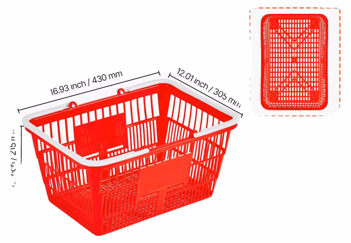 Carrello per la spesa, capacità 21 litri, design impilabile, confezione da 12 pezzi