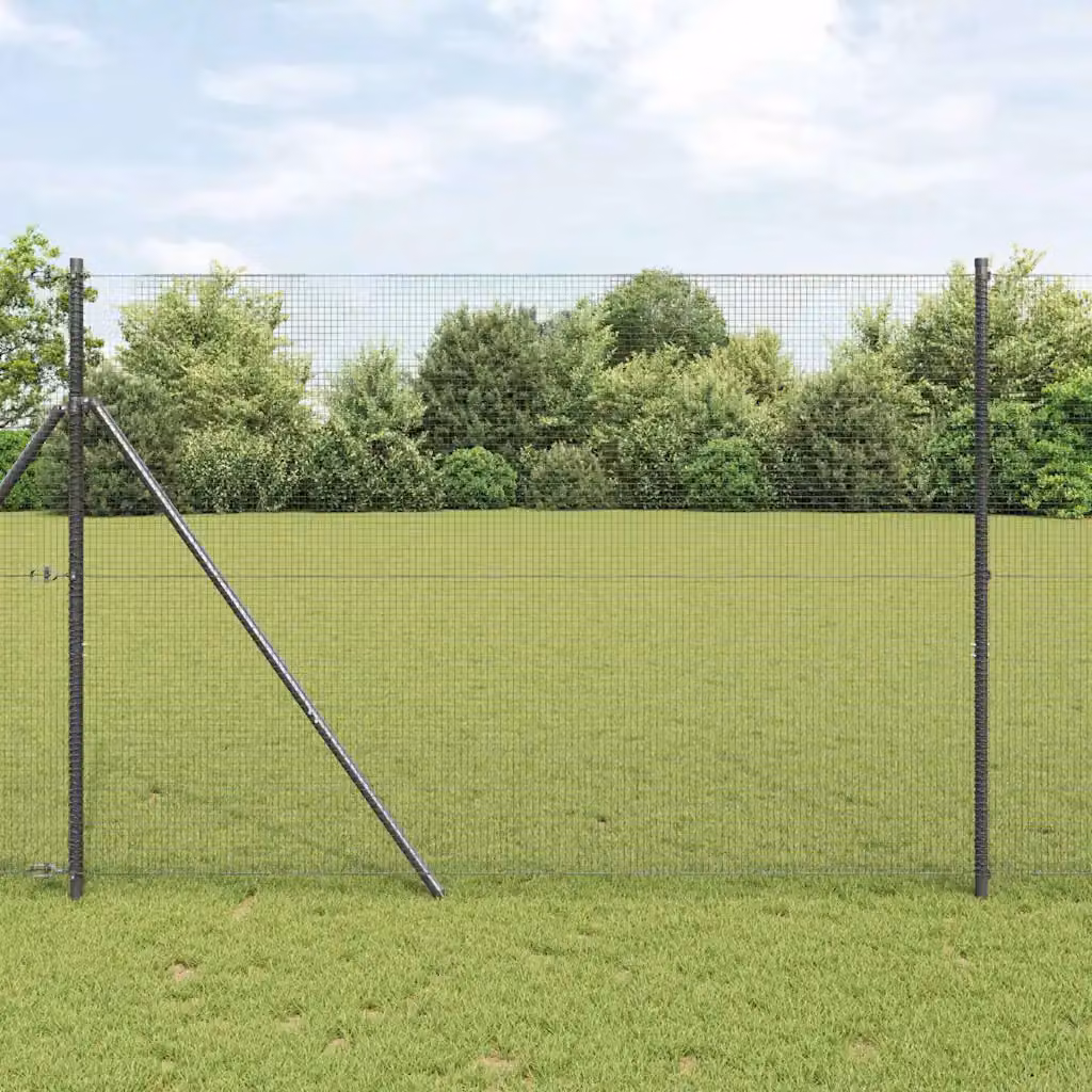 Recinzione a rete saldata vidaXL da fissare a terra in acciaio e PVC, Grigio, L: 50 cm, H: 1,5 m