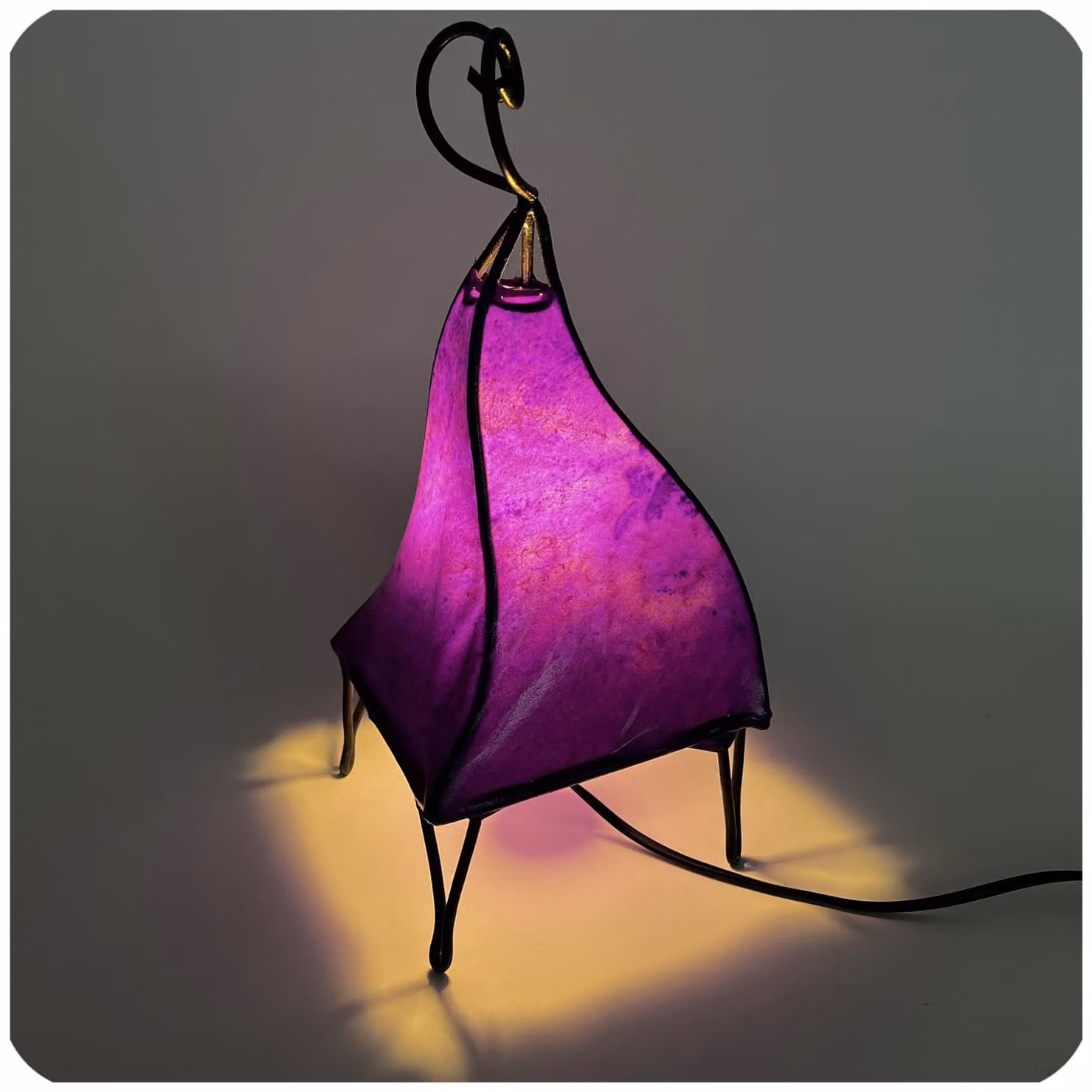 Lampada orientale Lampada all'henné Lampada in pelle marocchina Lampada da tavolo Lampada da terra Mellah unicolore 35-38 cm, viola