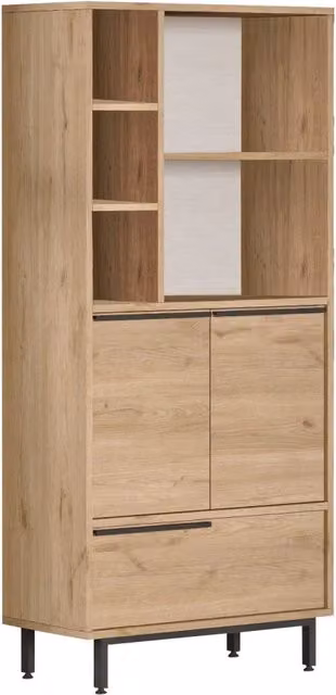Armadio Hanah Home in legno e metallo stile scandinavo con ante a battente, Marrone, L: 35 cm, P: 35 cm, H: 161 cm