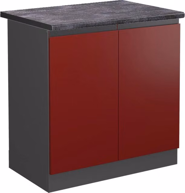 Mobile lavello cucina R-Line Rosso/Antracite 80 cm J-Shape, PL Antracite Vicco