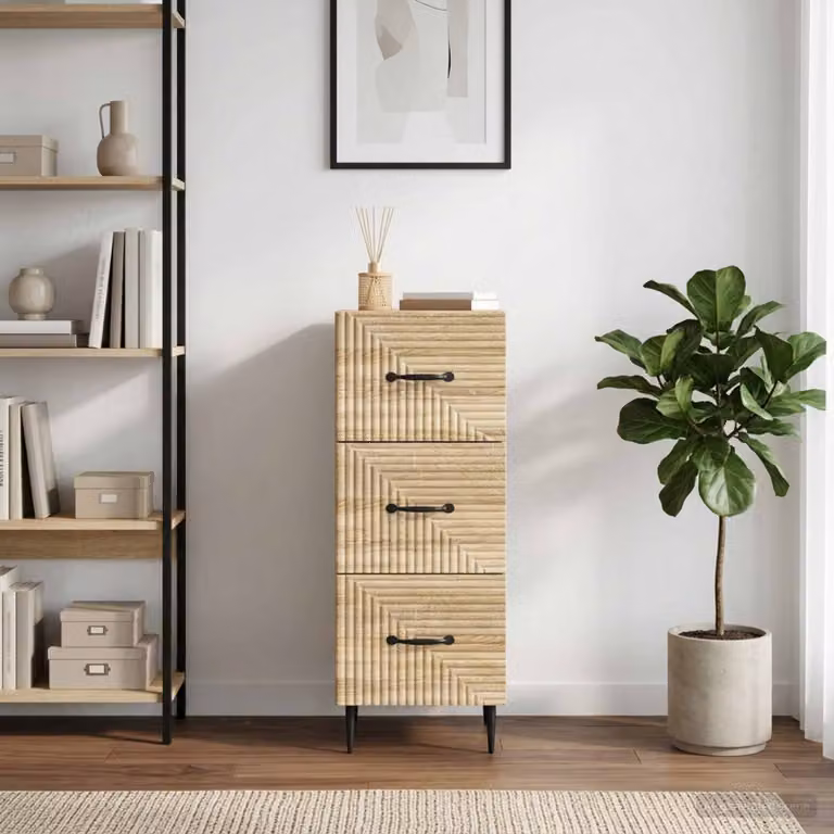 Carrello mobile con cassetti vidaXL in Rovere Sonoma, L 33 cm x P 34,5 cm x H 89,5 cm