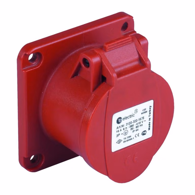 Presa CEE da incasso diritta 400V 16A 4P 75x75 mm 9788