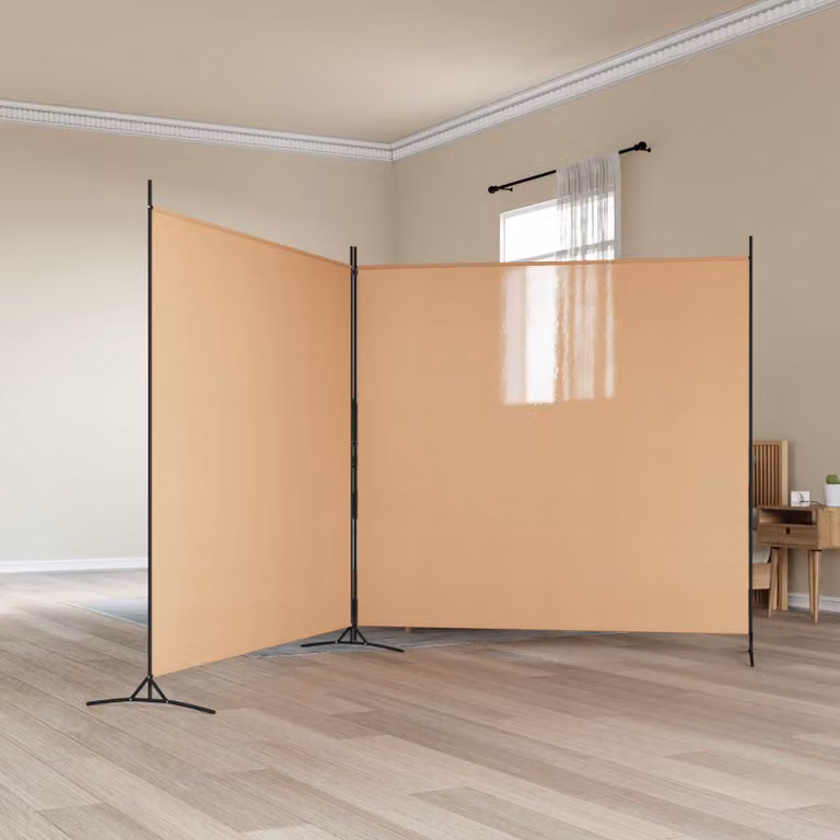 Divider per stanza vidaXL a 2 pannelli beige in tessuto, L 348 x H 180 cm