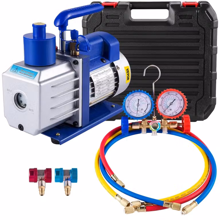 Pompe per vuoto, 1/3 CV, impugnatura ergonomica, 4,8 CFM, manometro da 1 a 3 HP