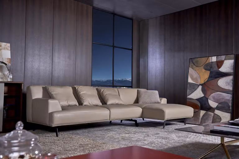 Leder Garnitur Italien Sofa Eck Couch Sitz Landschaft L-Form Luxus Wohn Polster