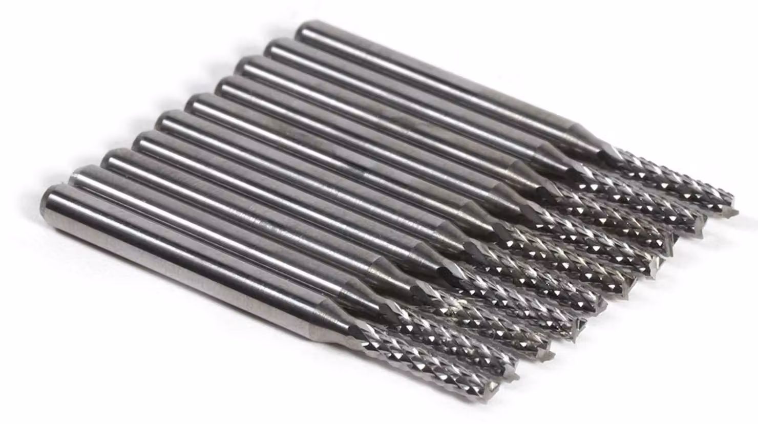 Set di 10 frese in metallo duro da 2 mm per macchine CNC e circuiti stampati