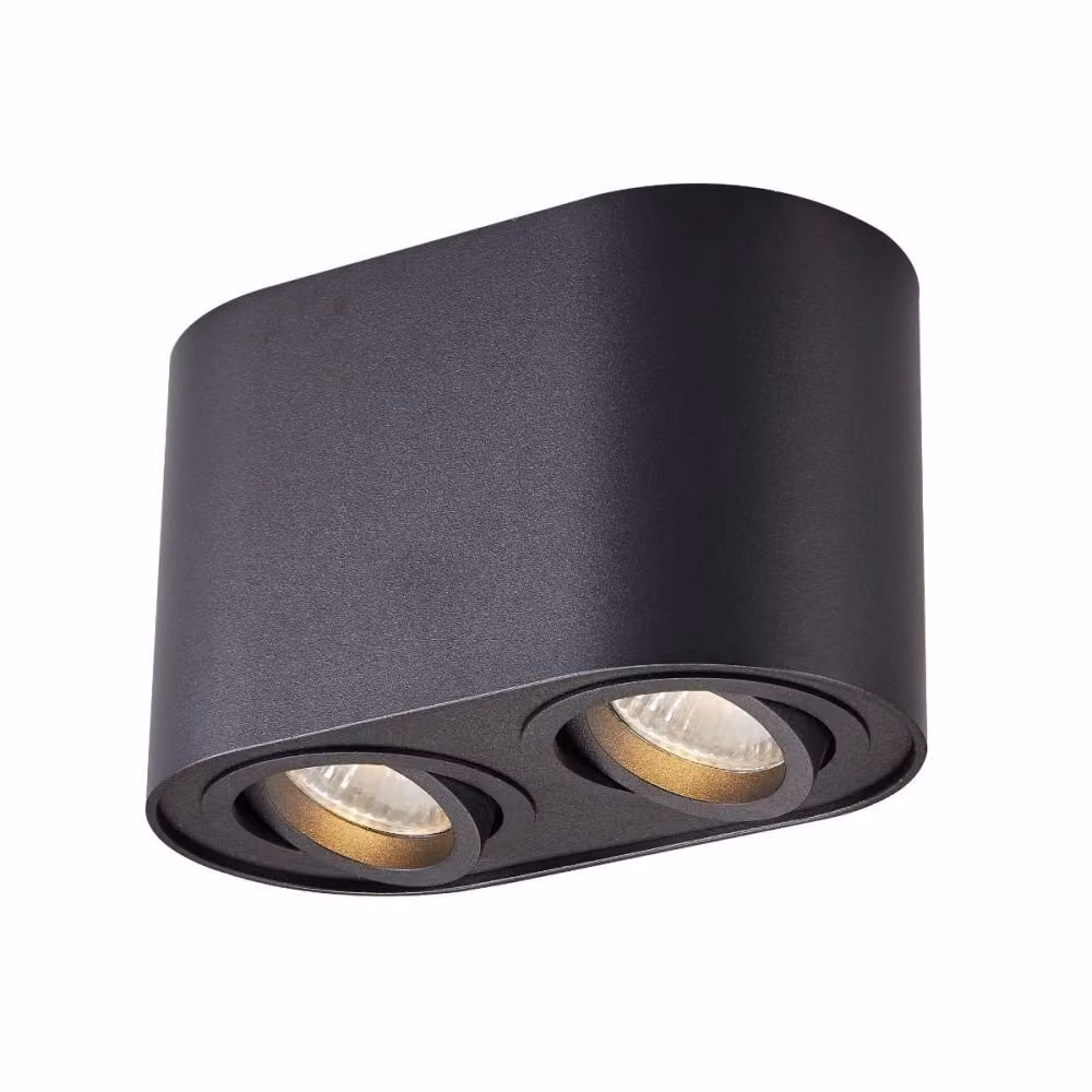 Faretto spot Rondoc nero 2xGU10x50W in metallo, dimensioni: 10,5x17,3x9,4 cm, IP20, Zuma Line