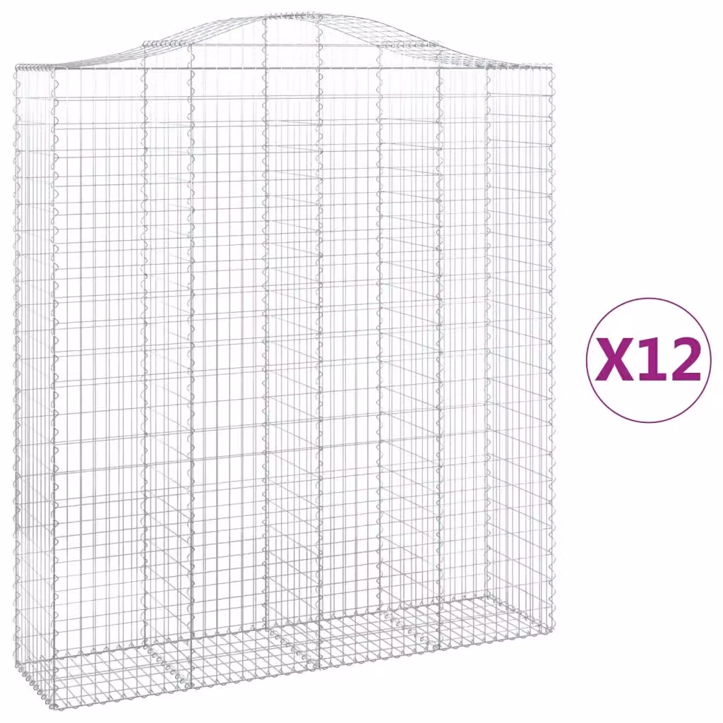 Set di 12 Cesti Gabbioni ad Arco Videx in Acciaio Zincato Colore Argento L/P/H: 200 x 50 x 220/240 cm – 2