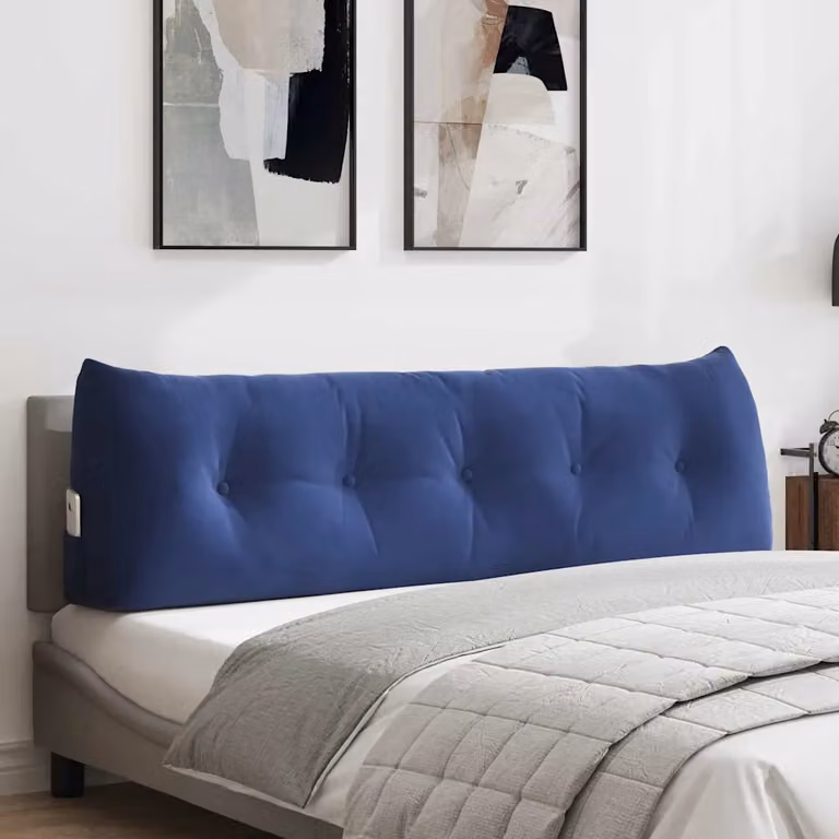 Cuscino per schiena vidaXL in velluto blu, L 160 x P 24 x H 50 cm