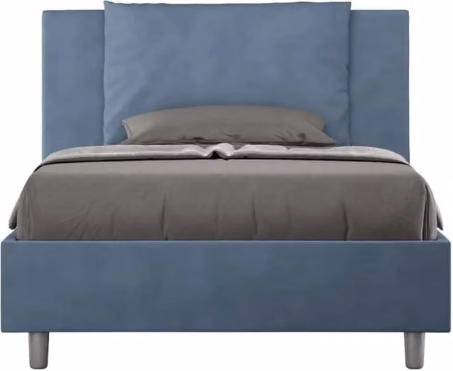 Letto una piazza e mezza senza rete imbottito 110x190 microfibra blu Antea