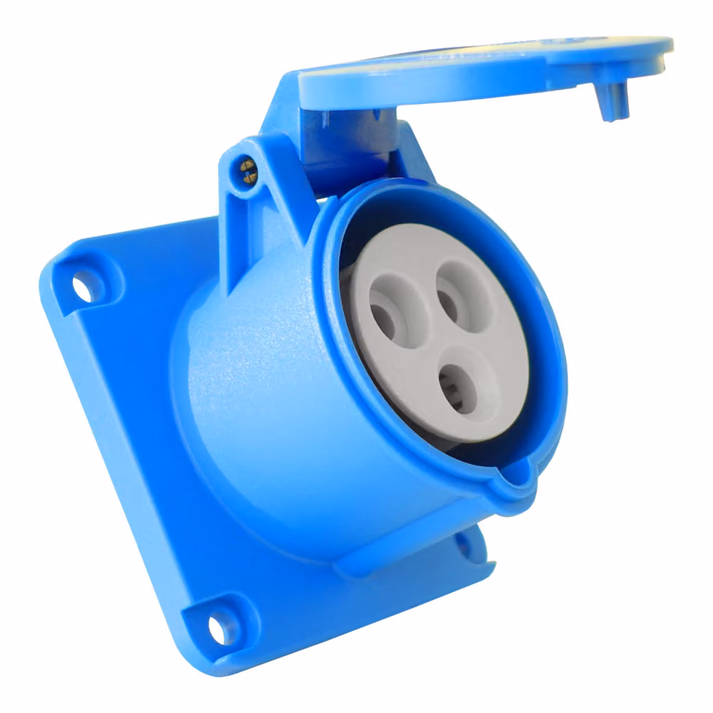 Presa CEE da incasso diritta 230V 16A 3P 75x75 mm