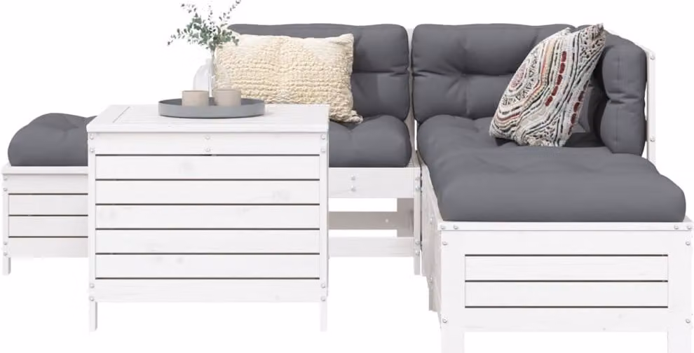 Maison Exclusive - Set Divani da Giardino 6 pz Bianco in Legno Massello di Pino