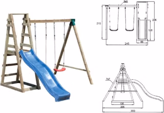 Altalena doppia con scivolo e sabbiera IPERBRIKO multicolore L: 245 cm, P: 300 cm, H: 235 cm