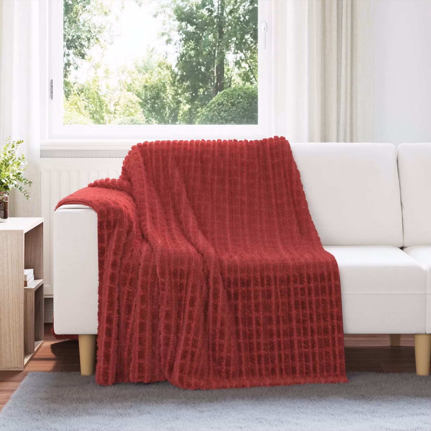 Set di 6 coperte in pile vidaXL color rosso bordeaux, morbide e facili da curare, L 200 cm x P 150 cm