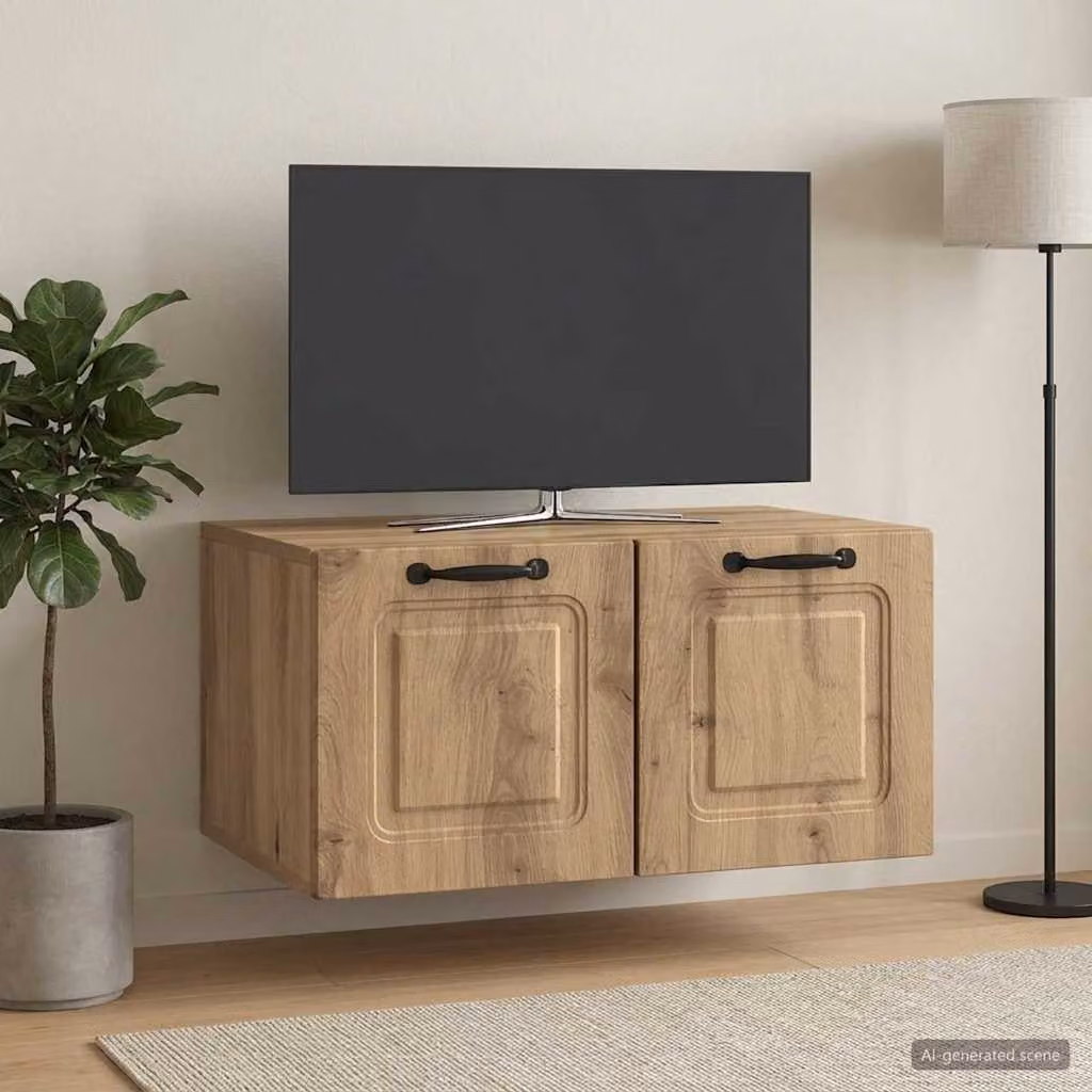 vidaXL Mobile Porta TV da Muro Moderno in Rovere, L: 59,5 cm, P: 41 cm, H: 30 cm