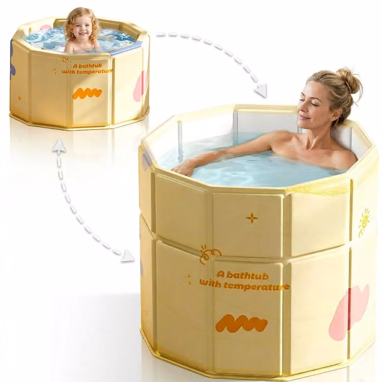 Vasca da bagno pieghevole per adulti - Vasca da bagno da 70 cm con ingresso basso, ideale per bagni freddi e bagni caldi