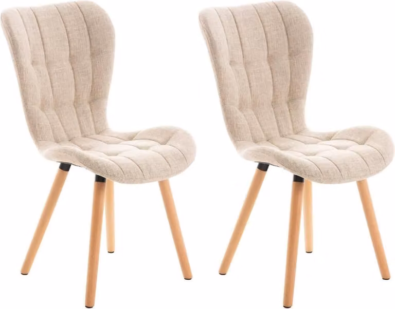 set di 2 sedie da pranzo, sedie da pranzo, imbottitura confortevole, look moderno, colore: crema | materiale: polvere