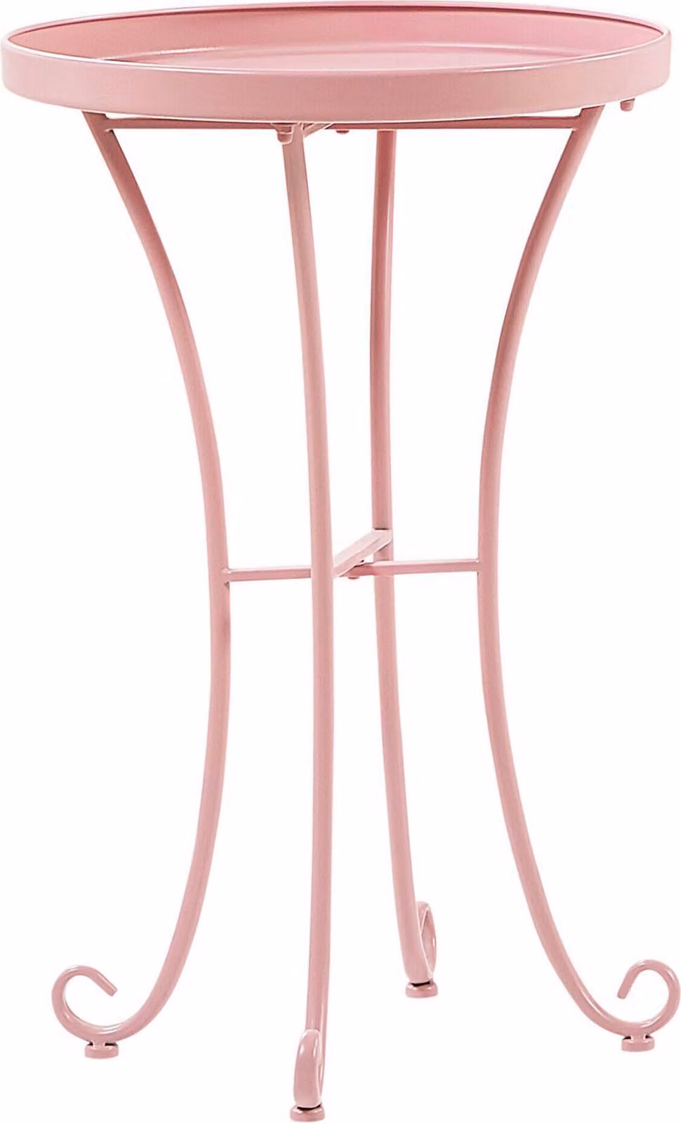 BELIANI Tavolino rosa in metallo rotondo 40 cm da esterno in stile vintage per giardino e terrazza