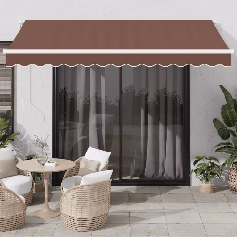 Tenda da sole retrattile manuale vidaXL in alluminio e poliestere, Marrone, L: 350 cm x P: 250 cm