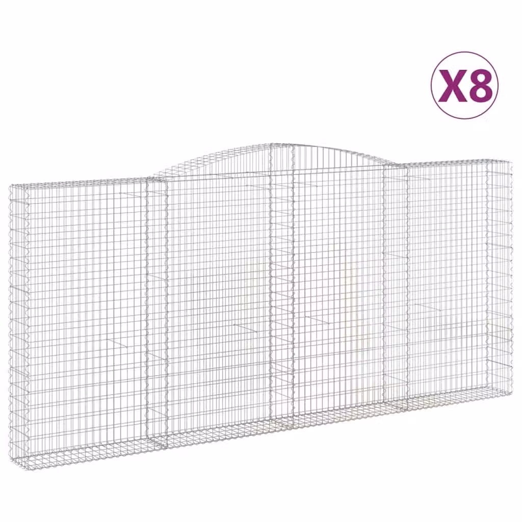 Cesti Gabbioni ad Arco 8 pz 400x30x180/200 cm Ferro Zincato