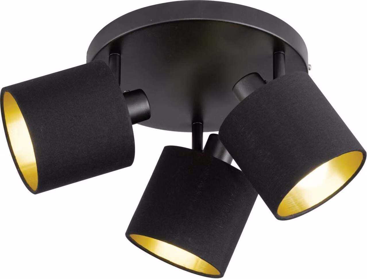 Trio Leuchten - Plafoniera moderna I plafoniera I lampada I apparecchio a 3 luci nero con interno oro I ottone - Tomas I soggiorno I camera da letto - metallo rotondo - LED adatto E14
