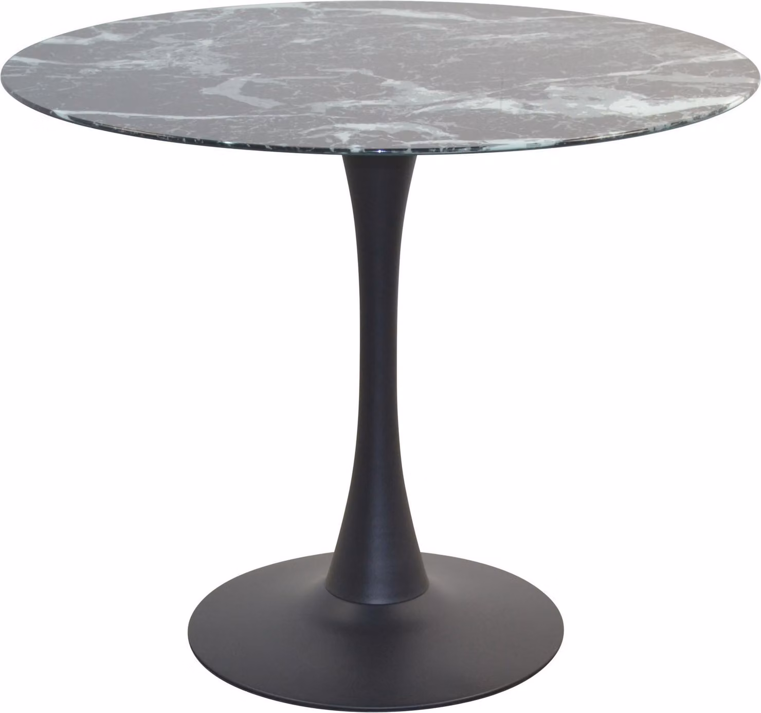 Tavolo da soggiorno - Tavolo da pranzo, diametro 90 cm, aspetto marmo, colore nero
