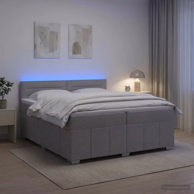 Letto box spring ibrido vidaXL con materasso a molle insacchettate e base a sollevamento, Grigio, 200 x 200 cm