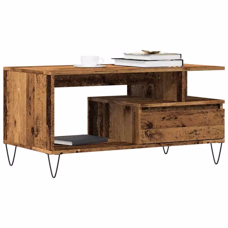 vidaXL Tavolino da Salotto in Legno Antico Marrone L: 90 cm, P: 49 cm, H: 45 cm